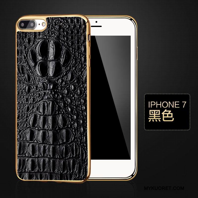 Kuori iPhone 7 Nahka Liiketoiminta Musta, Kotelo iPhone 7 Suojaus Lehmä Puhelimen Kuoret