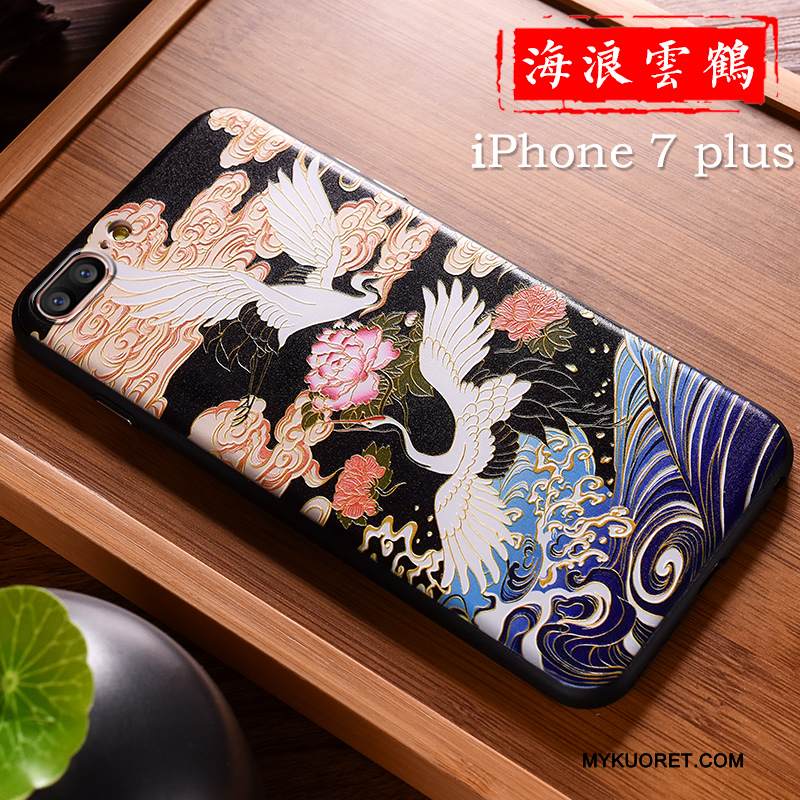 Kuori iPhone 7 Plus Kohokuviointi Rikkaus Kiinalainen Tyyli, Kotelo iPhone 7 Plus Monivärinen Puhelimen Kuoret Tide-brändi
