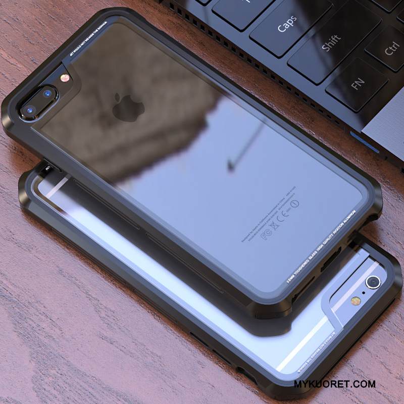 Kuori iPhone 7 Plus Laukut Lasi Takakansi, Kotelo iPhone 7 Plus Metalli Läpinäkyvä Violetti