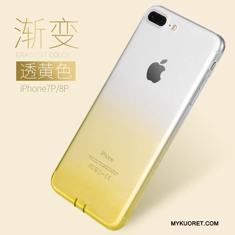 Kuori iPhone 7 Plus Luova Keltainen Läpinäkyvä, Kotelo iPhone 7 Plus Pehmeä Neste Kaltevuus Vihreä