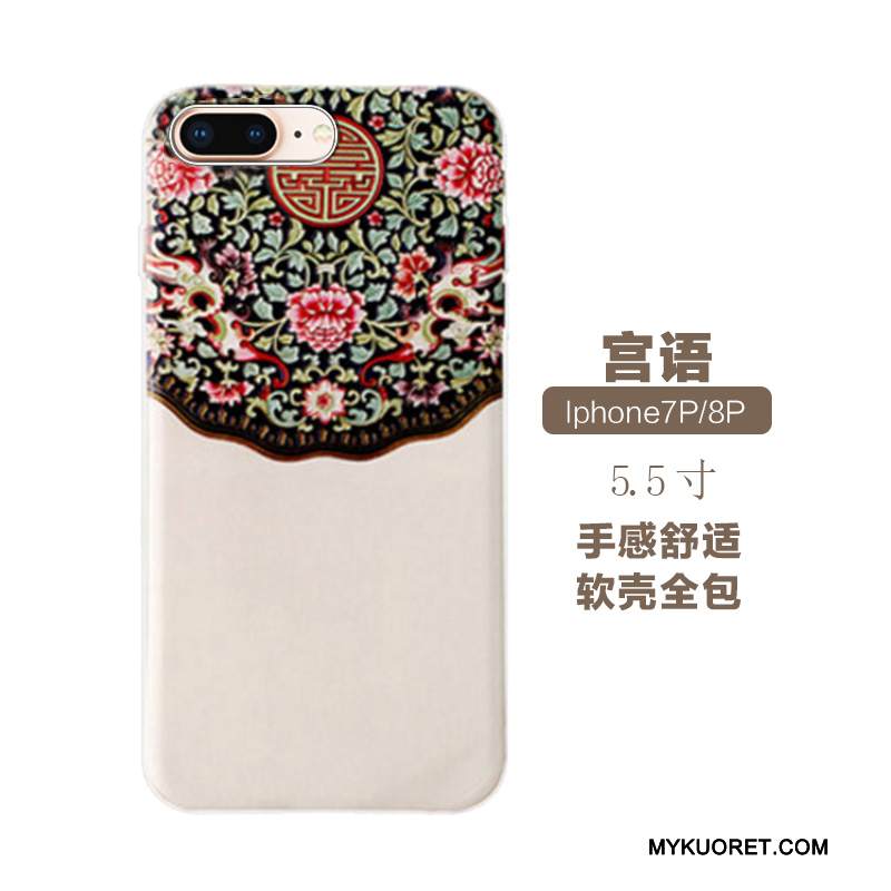 Kuori iPhone 7 Plus Monivärinen Puhelimen Kuoret Taide, Kotelo iPhone 7 Plus Pehmeä Neste Kiinalainen Tyyli Etninen