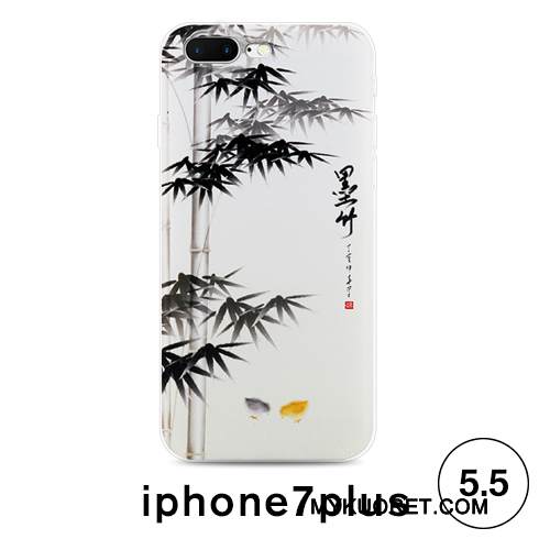 Kuori iPhone 7 Plus Pehmeä Neste Kiinalainen Tyyli Valkoinen, Kotelo iPhone 7 Plus Suojaus Puhelimen Kuoret Murtumaton