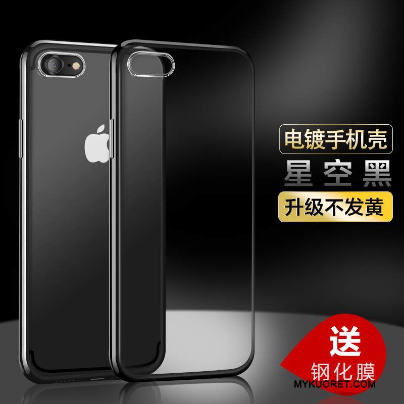 Kuori iPhone 7 Silikoni Murtumaton Läpinäkyvä, Kotelo iPhone 7 Musta Puhelimen Kuoret