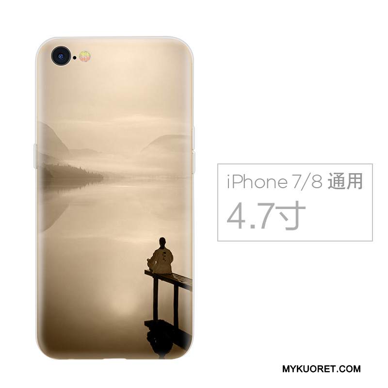 Kuori iPhone 7 Silikoni Murtumaton Puhelimen Kuoret, Kotelo iPhone 7 Pehmeä Neste Persoonallisuus Kiinalainen Tyyli