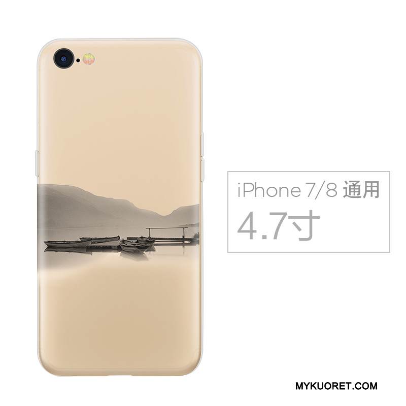 Kuori iPhone 7 Silikoni Murtumaton Puhelimen Kuoret, Kotelo iPhone 7 Pehmeä Neste Persoonallisuus Kiinalainen Tyyli