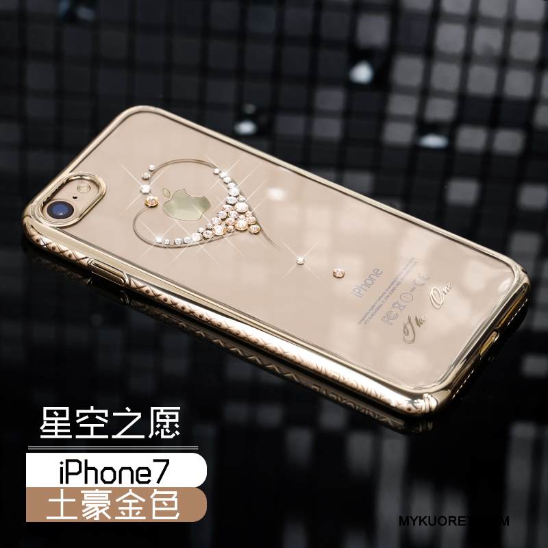 Kuori iPhone 7 Suojaus Puhelimen Kuoret Kulta, Kotelo iPhone 7 Strassi Murtumaton Kova