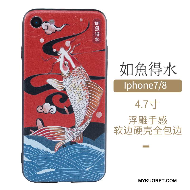 Kuori iPhone 7 Suojaus Puhelimen Kuoret Taide, Kotelo iPhone 7 Kiinalainen Tyyli Punainen