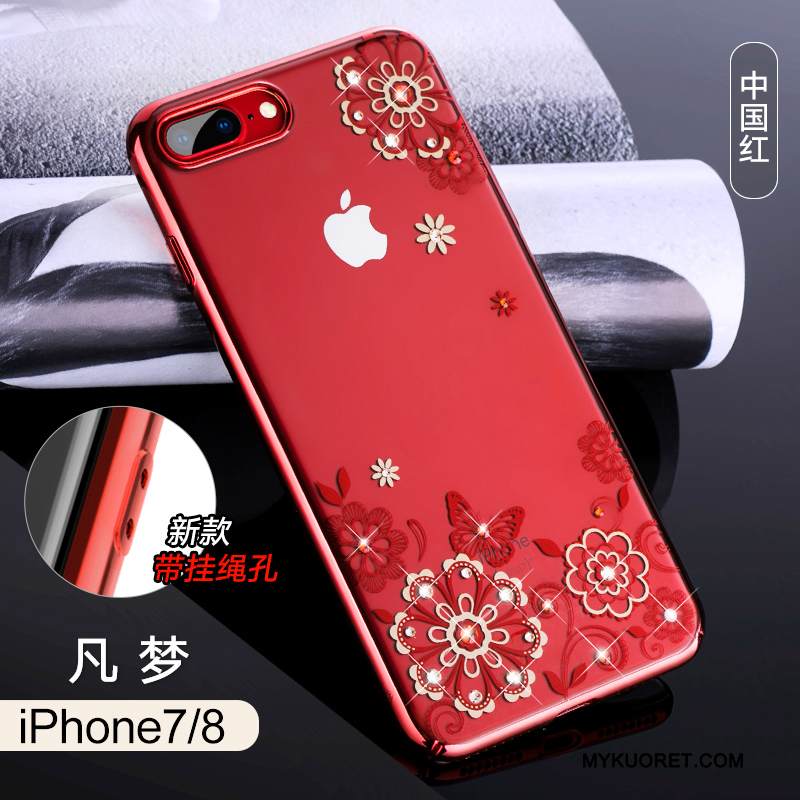 Kuori iPhone 8 Laukut Läpinäkyvä Punainen, Kotelo iPhone 8 Ylellisyys Puhelimen Kuoret