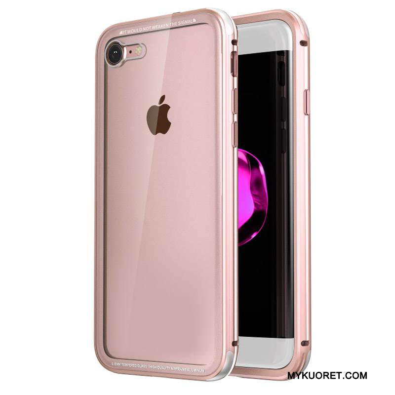 Kuori iPhone 8 Laukut Puhelimen Kuoret Kulta, Kotelo iPhone 8 Metalli Kehys Läpinäkyvä
