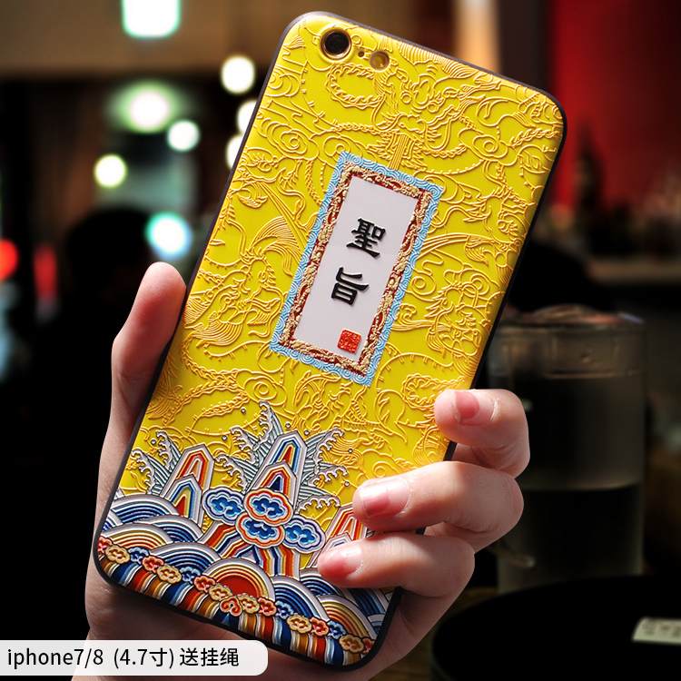 Kuori iPhone 8 Laukut Ripustettavat Koristeet Puhelimen Kuoret, Kotelo iPhone 8 Silikoni Rakastunut Keltainen