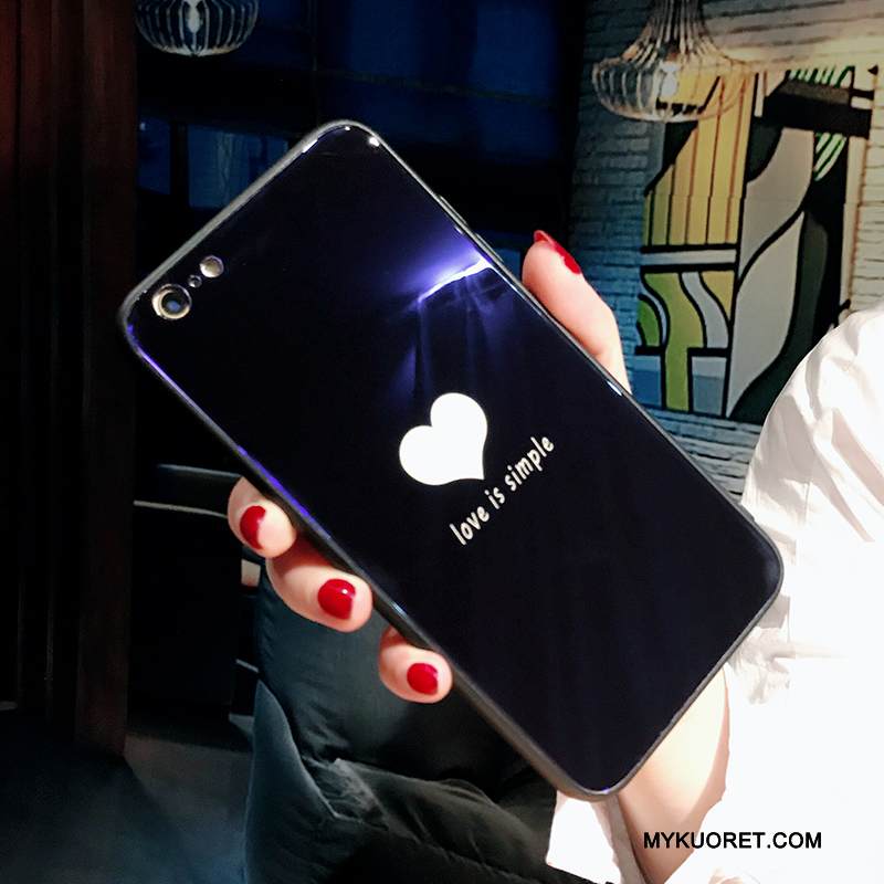 Kuori iPhone 8 Plus Laukut Lasi Puhelimen Kuoret, Kotelo iPhone 8 Plus Suojaus Trendi Sininen