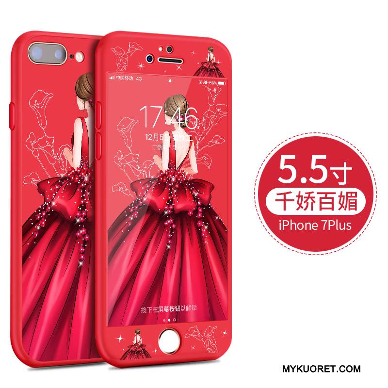 Kuori iPhone 8 Plus Laukut Puhelimen Kuoret Punainen, Kotelo iPhone 8 Plus Sarjakuva Murtumaton