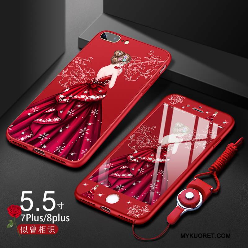 Kuori iPhone 8 Plus Laukut Puhelimen Kuoret Punainen, Kotelo iPhone 8 Plus Silikoni Ultra Pesty Suede