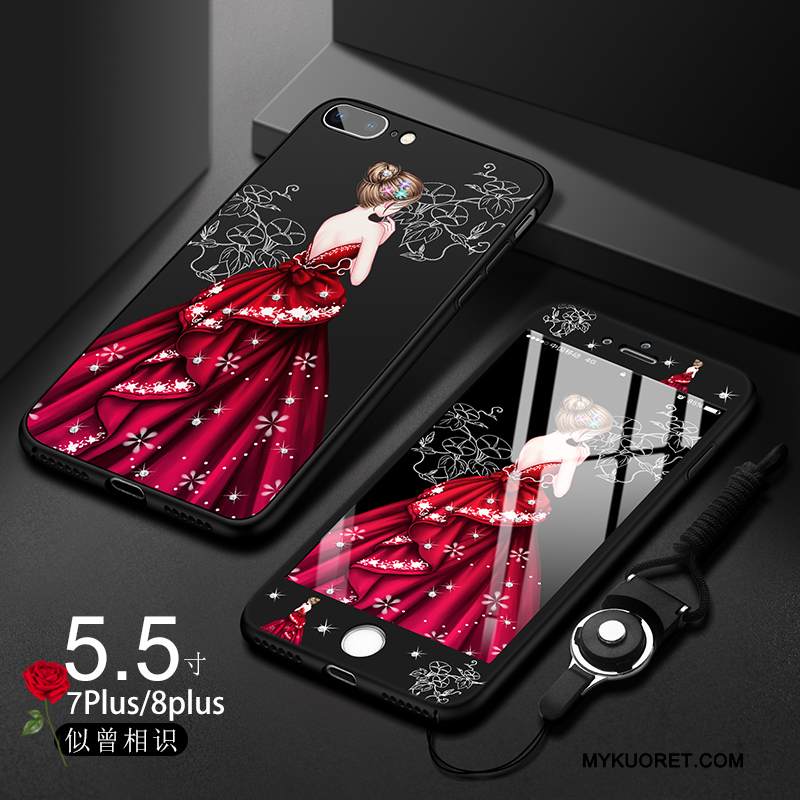 Kuori iPhone 8 Plus Laukut Puhelimen Kuoret Punainen, Kotelo iPhone 8 Plus Silikoni Ultra Pesty Suede
