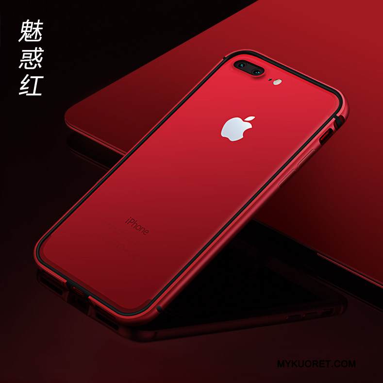 Kuori iPhone 8 Plus Metalli Punainen Puhelimen Kuoret, Kotelo iPhone 8 Plus Silikoni Ripustettavat Koristeet Kulta