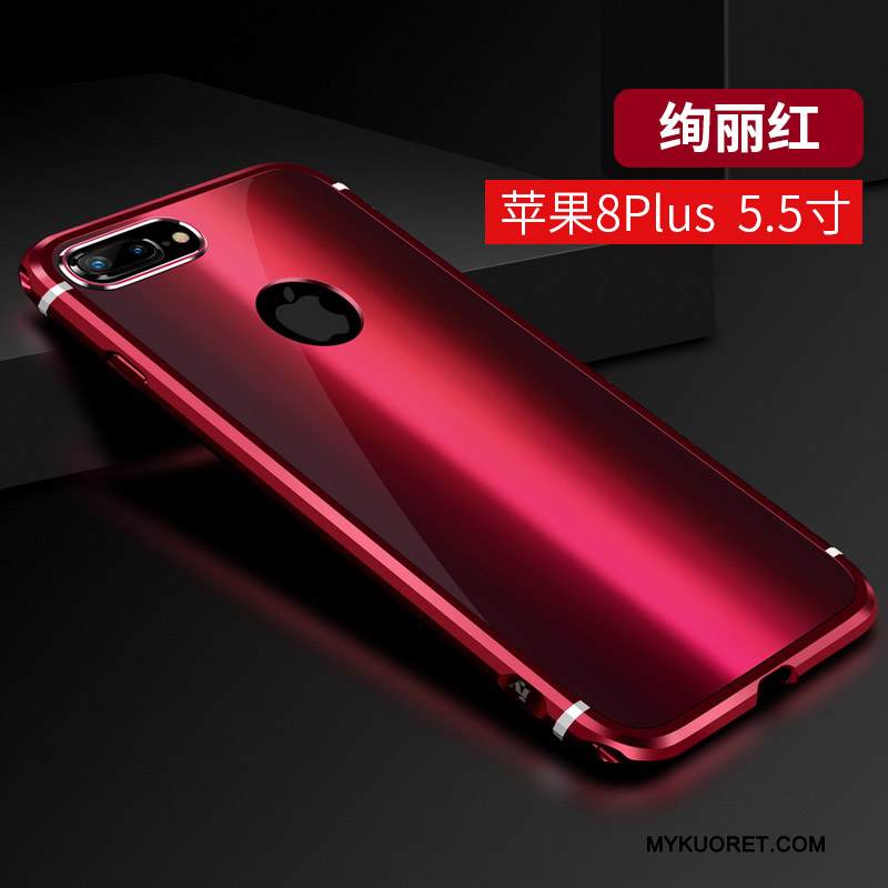 Kuori iPhone 8 Plus Metalli Tide-brändi Punainen, Kotelo iPhone 8 Plus Ylellisyys Murtumaton Trendi
