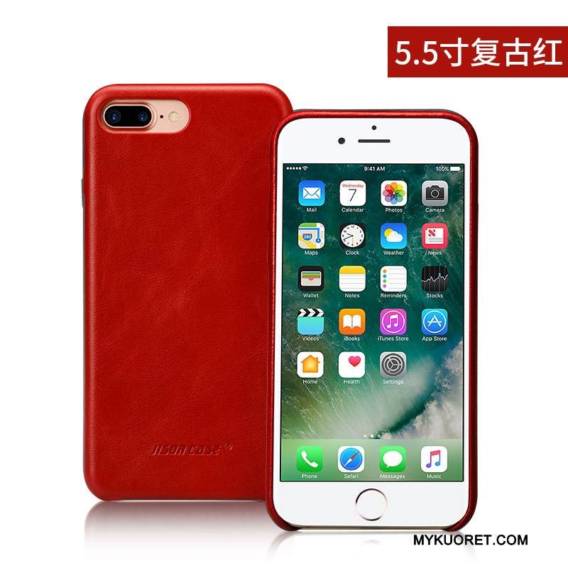 Kuori iPhone 8 Plus Nahka Tummansininen Murtumaton, Kotelo iPhone 8 Plus Laukut Liiketoiminta