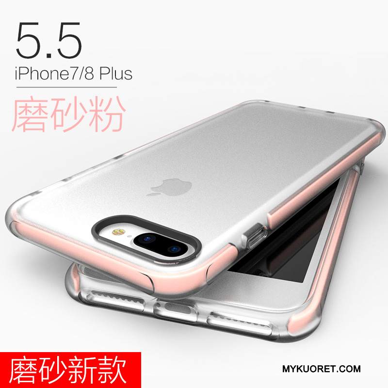 Kuori iPhone 8 Plus Pehmeä Neste Läpinäkyvä Murtumaton, Kotelo iPhone 8 Plus Laukut Punainen Puhelimen Kuoret