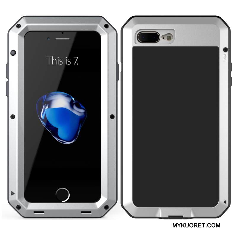Kuori iPhone 8 Plus Silikoni Puhelimen Kuoret Kehys, Kotelo iPhone 8 Plus Suojaus Kolme Puolustusta Punainen