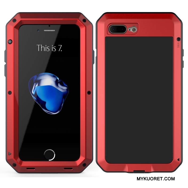 Kuori iPhone 8 Plus Silikoni Puhelimen Kuoret Kehys, Kotelo iPhone 8 Plus Suojaus Kolme Puolustusta Punainen