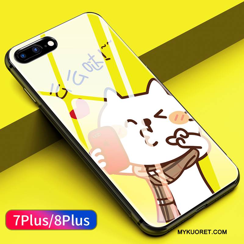 Kuori iPhone 8 Plus Silikoni Punainen Koira, Kotelo iPhone 8 Plus Murtumaton Keltainen