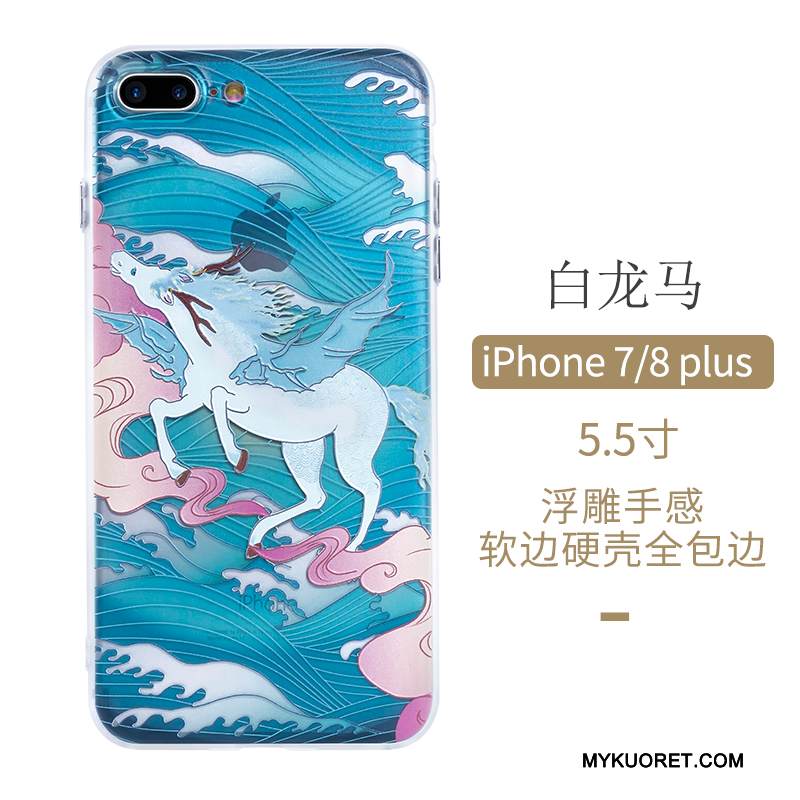 Kuori iPhone 8 Plus Suojaus Sininen Murtumaton, Kotelo iPhone 8 Plus Taide Kiinalainen Tyyli