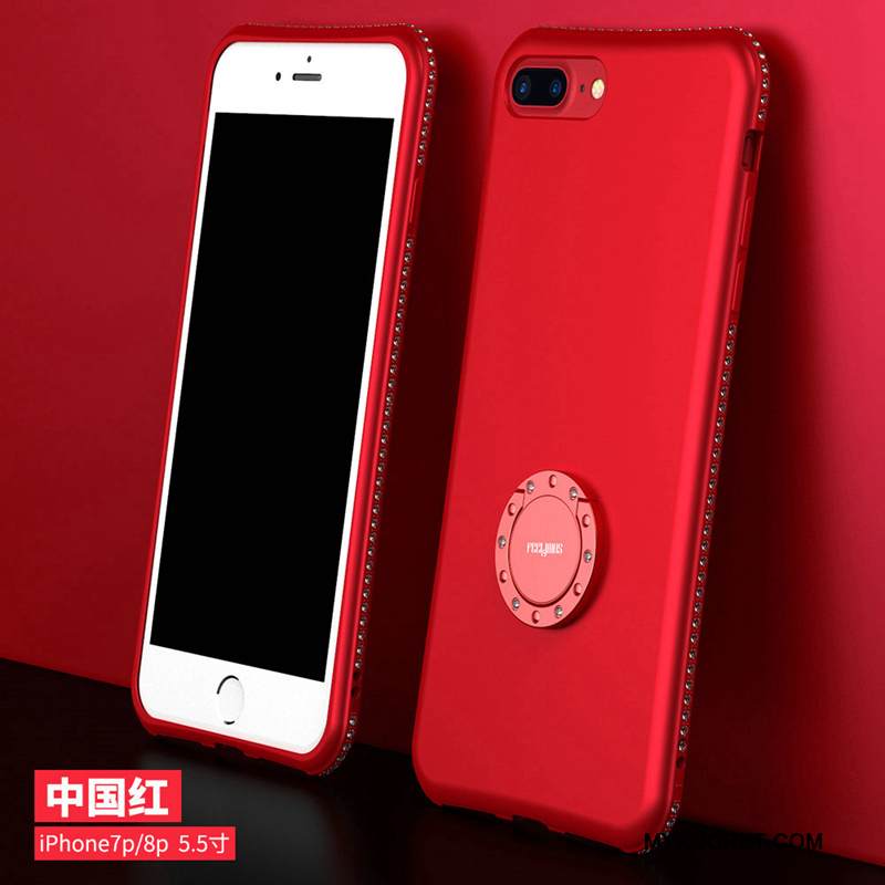 Kuori iPhone 8 Plus Tuki Pesty Suede Puhelimen Kuoret, Kotelo iPhone 8 Plus Strassi Murtumaton Punainen