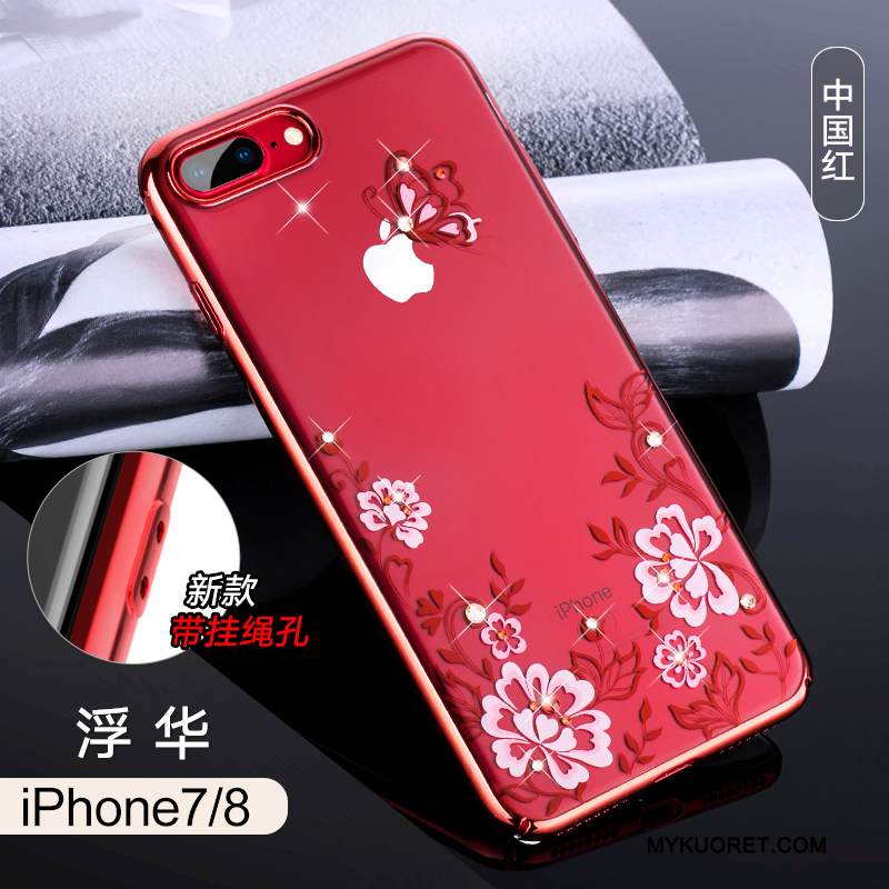 Kuori iPhone 8 Strassi Ripustettavat Koristeet Punainen, Kotelo iPhone 8 Ylellisyys Uusi Puhelimen Kuoret