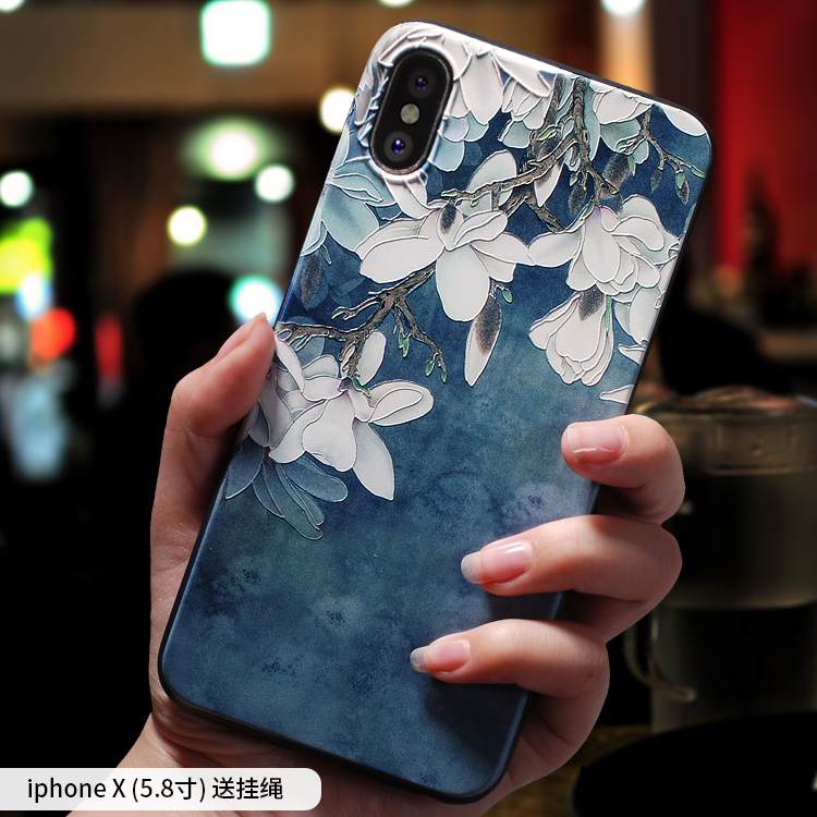 Kuori iPhone X Laukut Uusi Persoonallisuus, Kotelo iPhone X Silikoni Kiinalainen Tyyli Punainen