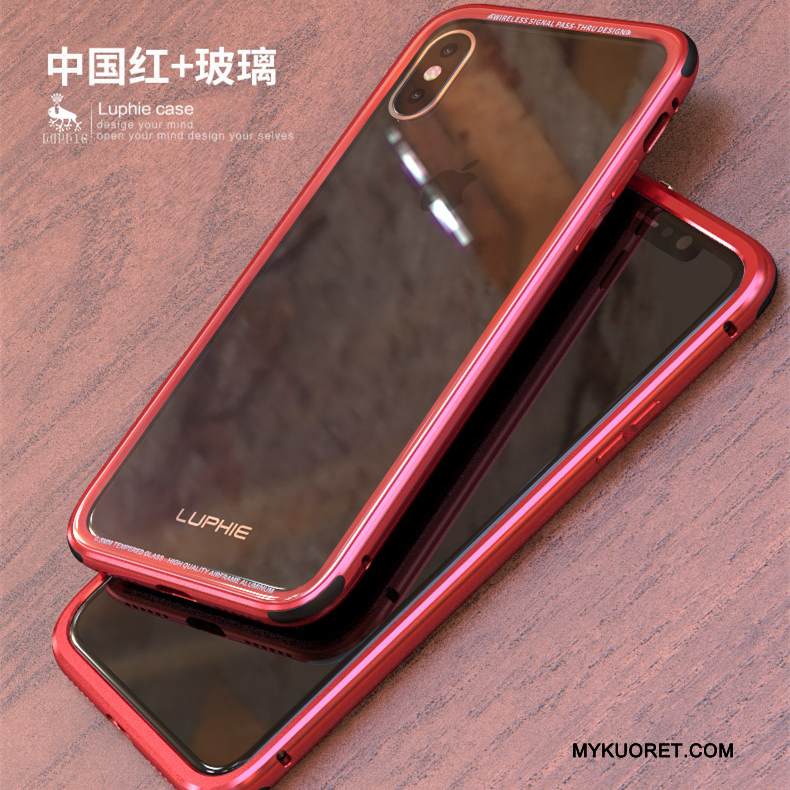 Kuori iPhone X Metalli Liiketoiminta Karkaisu, Kotelo iPhone X Suojaus Läpinäkyvä Takakansi