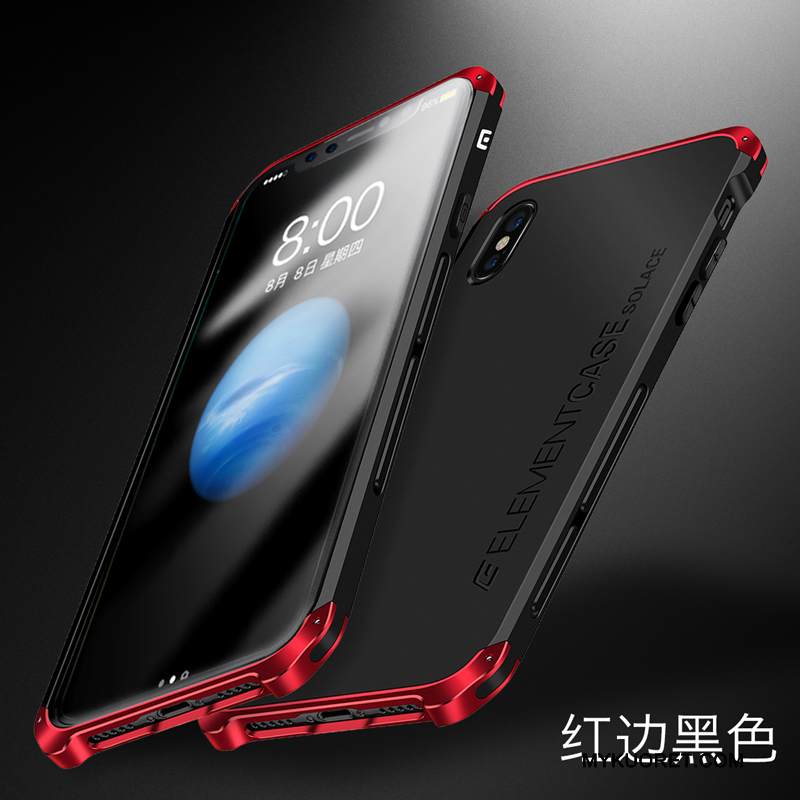 Kuori iPhone X Silikoni Puhelimen Kuoret Tide-brändi, Kotelo iPhone X Metalli Murtumaton Punainen