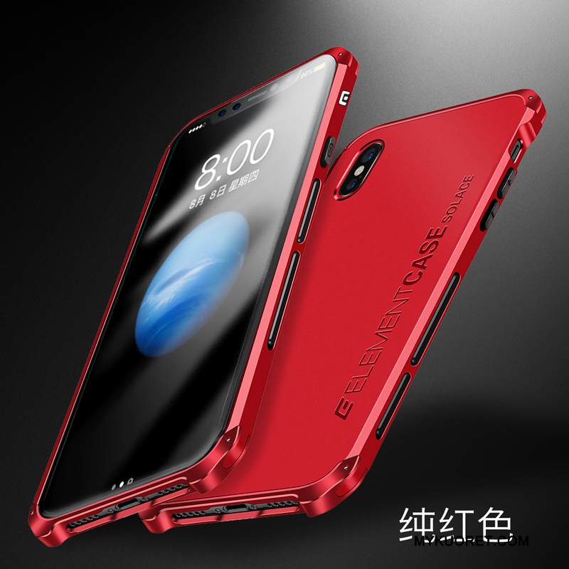 Kuori iPhone X Silikoni Puhelimen Kuoret Tide-brändi, Kotelo iPhone X Metalli Murtumaton Punainen