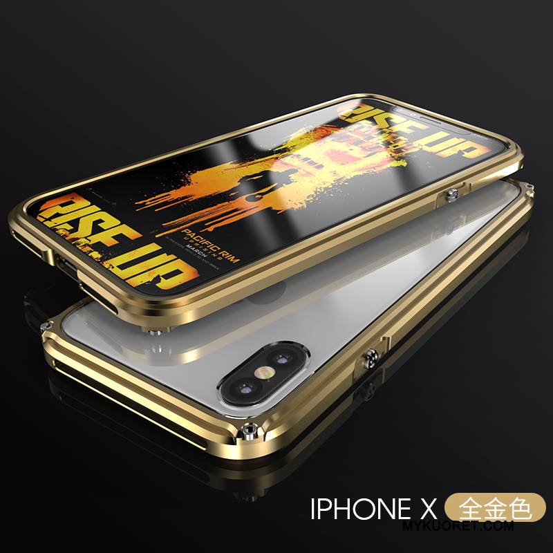 Kuori iPhone X Suojaus Uusi Läpinäkyvä, Kotelo iPhone X Laukut Kehys Kulta