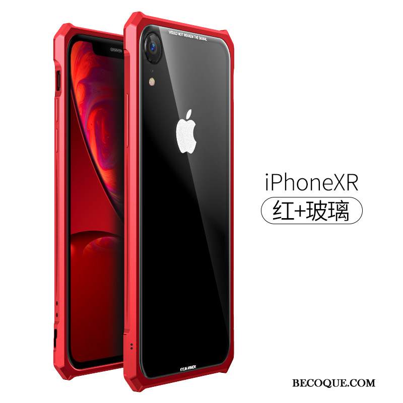 Kuori iPhone Xr Metalli Kehys Trendi, Kotelo iPhone Xr Suojaus Uusi Läpinäkyvä