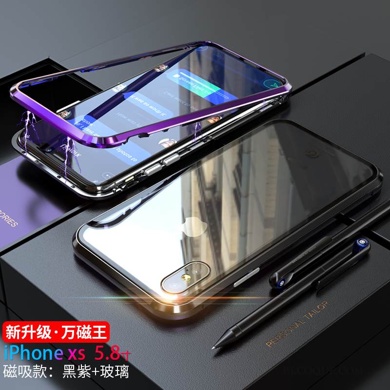 Kuori iPhone Xs Luova Sininen Murtumaton, Kotelo iPhone Xs Metalli Läpinäkyvä Puhelimen Kuoret