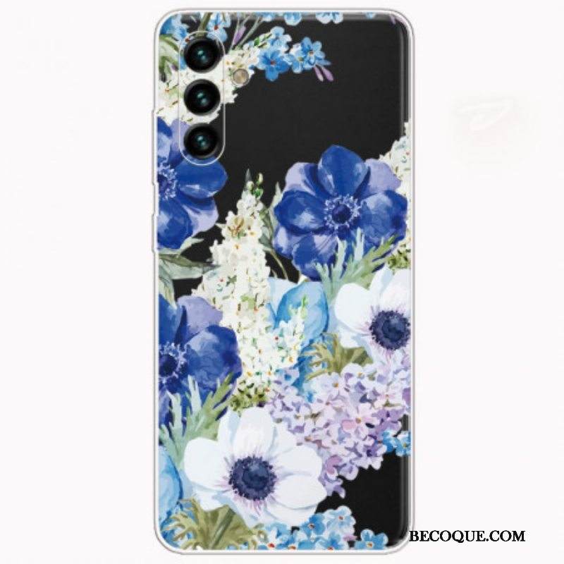 Case Samsung Galaxy A13 5G / A04s Akvarelli Siniset Kukat