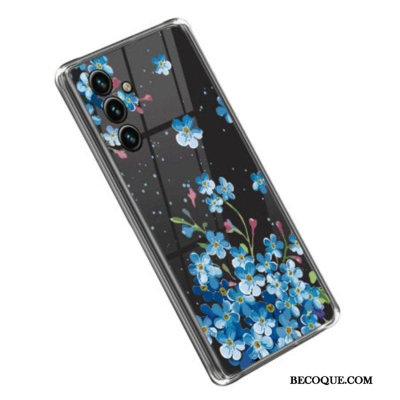Case Samsung Galaxy A14 / A14 5G Saumattomat Siniset Kukat