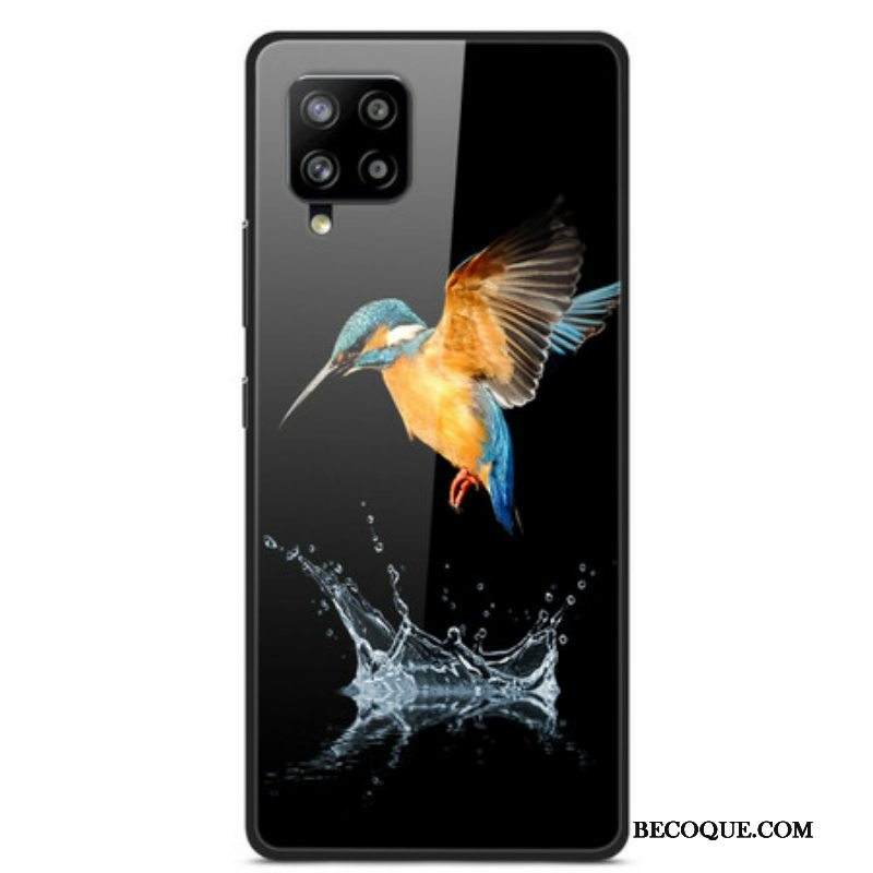 Case Samsung Galaxy A42 5G Crown Bird Karkaistu Lasi