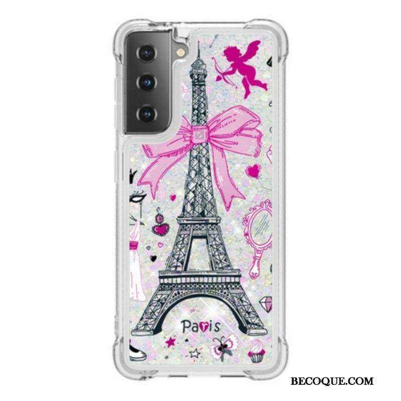 Case Samsung Galaxy S21 5G Eiffel-tornin Paljetteja