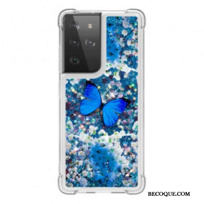 Case Samsung Galaxy S21 Ultra 5G Glitter Blue Perhoset