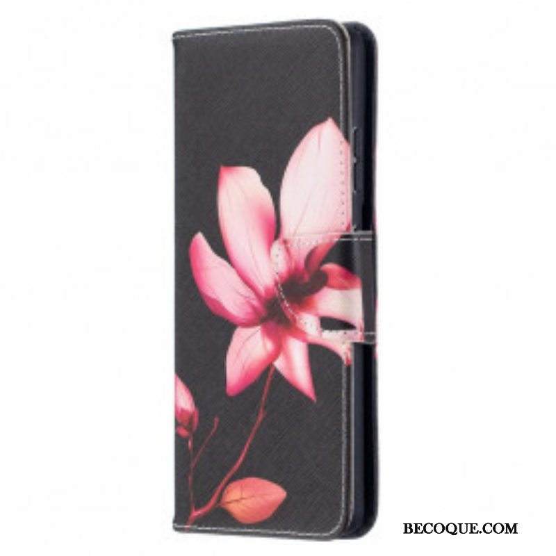 Flip Case Samsung Galaxy S21 Ultra 5G Vaaleanpunainen Kukka