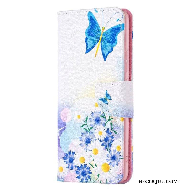 Flip Case Xiaomi 12 / 12X Maalattuja Perhosia Ja Kukkia