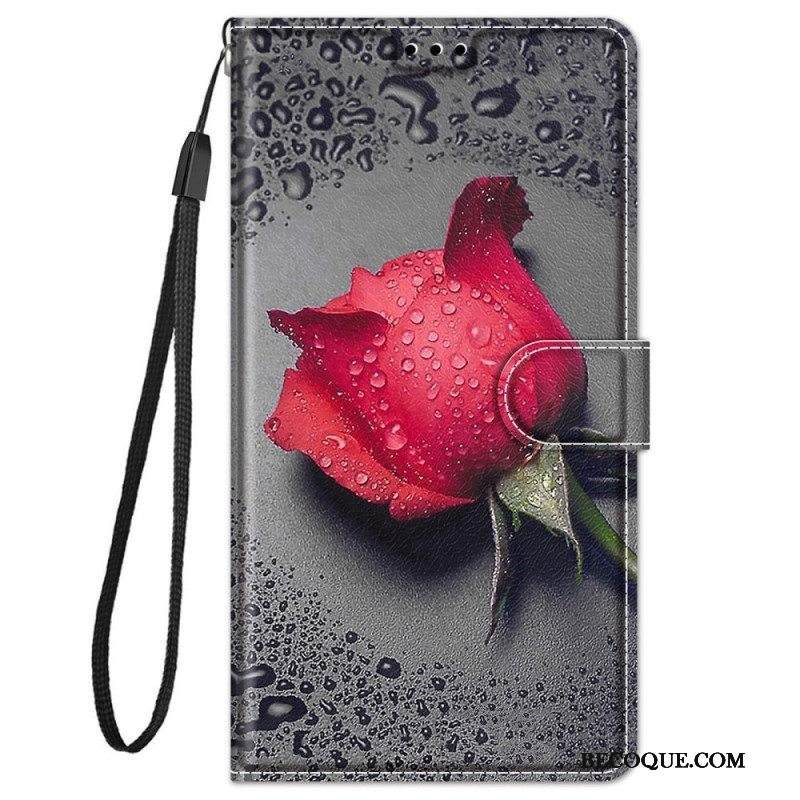 Flip Case Xiaomi Redmi Note 11 Pro Plus 5G Ruusuja Kaulanauhalla