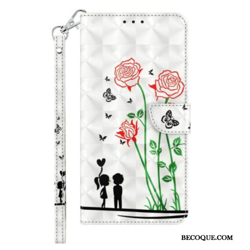 Flip Case iPhone 14 Pro Suojaketju Kuori Lanyard Love Dandelions