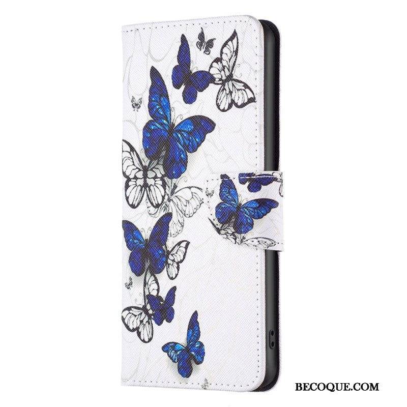 Flip Case iPhone 15 Plus Värikkäitä Perhosia