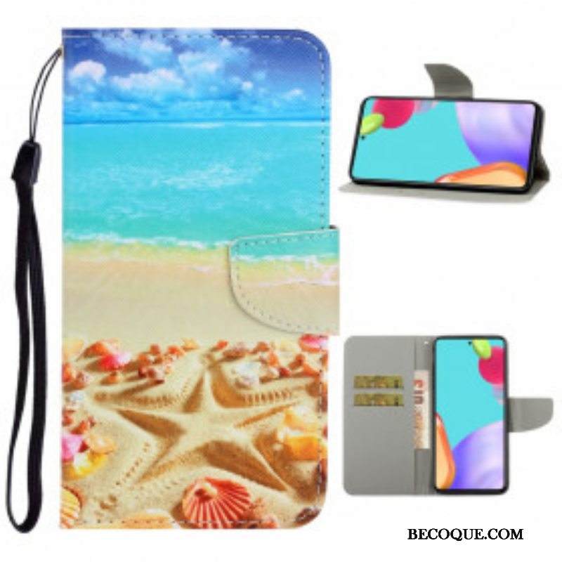 Kotelot Samsung Galaxy A52 4G / A52 5G / A52s 5G Suojaketju Kuori Lanyard Beach