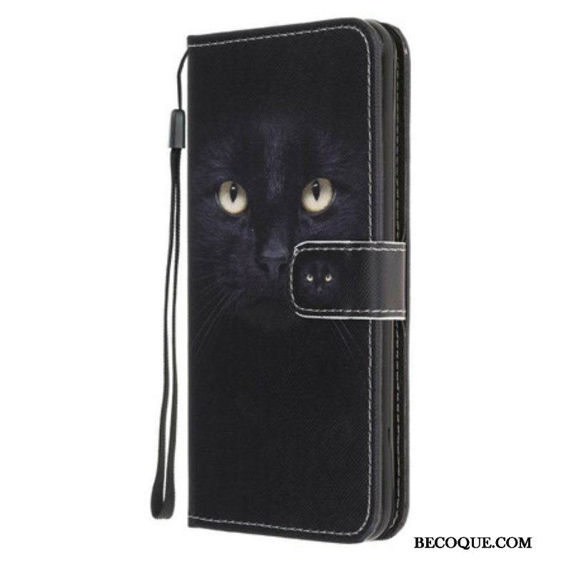 Kotelot Samsung Galaxy A52 4G / A52 5G / A52s 5G Suojaketju Kuori Strappy Black Cat Eyes