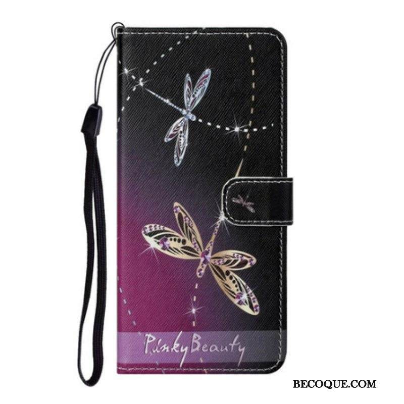 Kotelot Samsung Galaxy S21 FE Suojaketju Kuori Strappy Dragonflies