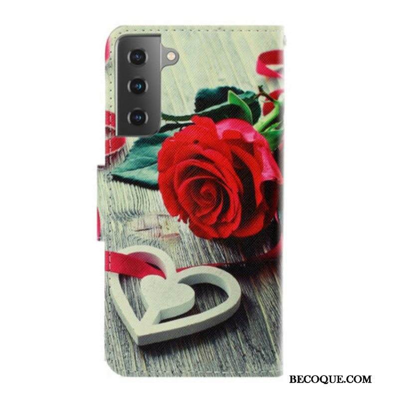Kotelot Samsung Galaxy S21 Plus 5G Suojaketju Kuori Romanttinen Ruusu Hihnalla