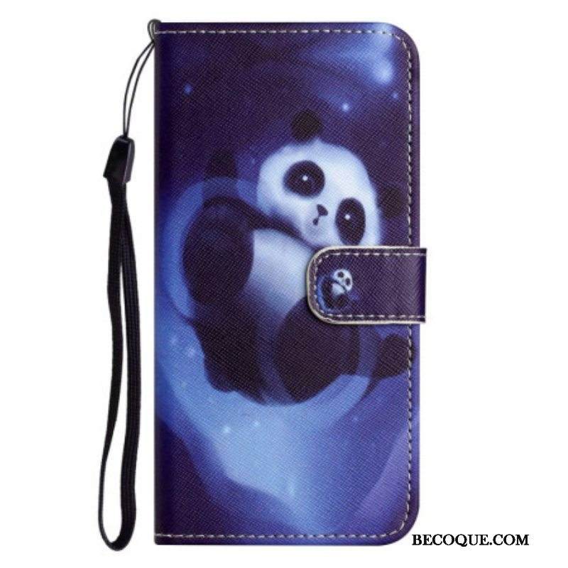 Kotelot iPhone 14 Plus Suojaketju Kuori Panda Avaruudessa Kaulanauhan Kanssa
